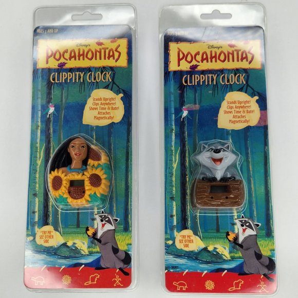 Vintage - NOS Disney's Clippity Clock - Pocahontas & Meeko - Picture 1 of 5